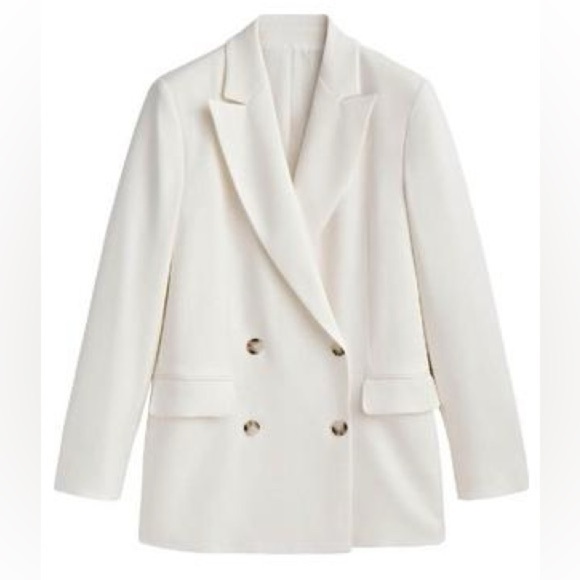 NWT. Massimo Dutti White Double-Breasted Blazer. Size 10. - Picture 5 of 12